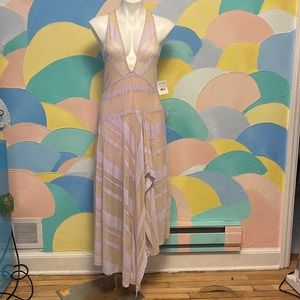 Free people NWT long lace dress slit up in-front